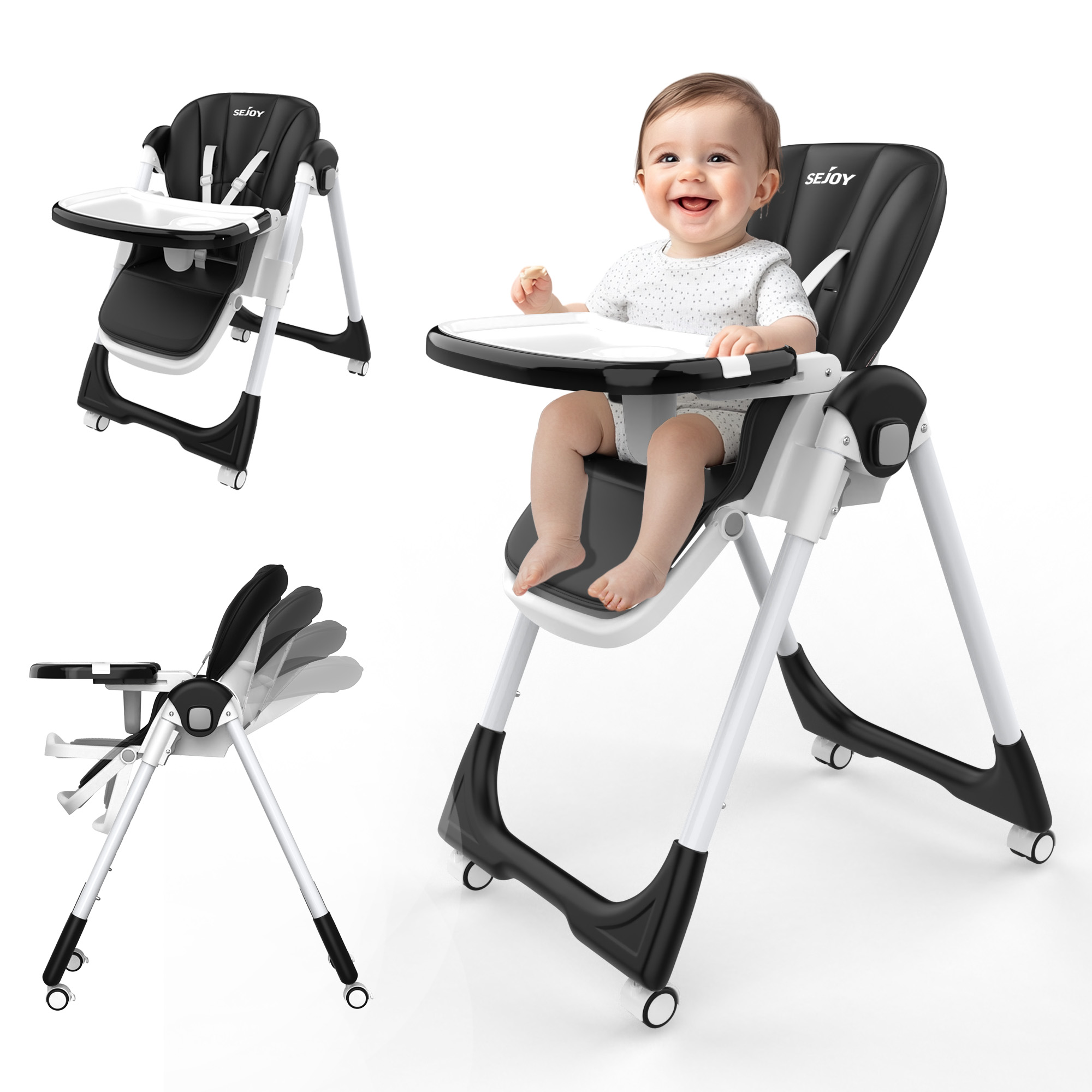 Baby Food Chair - Sejoy Baby Eetstoel Verstelbaar met 5-punts