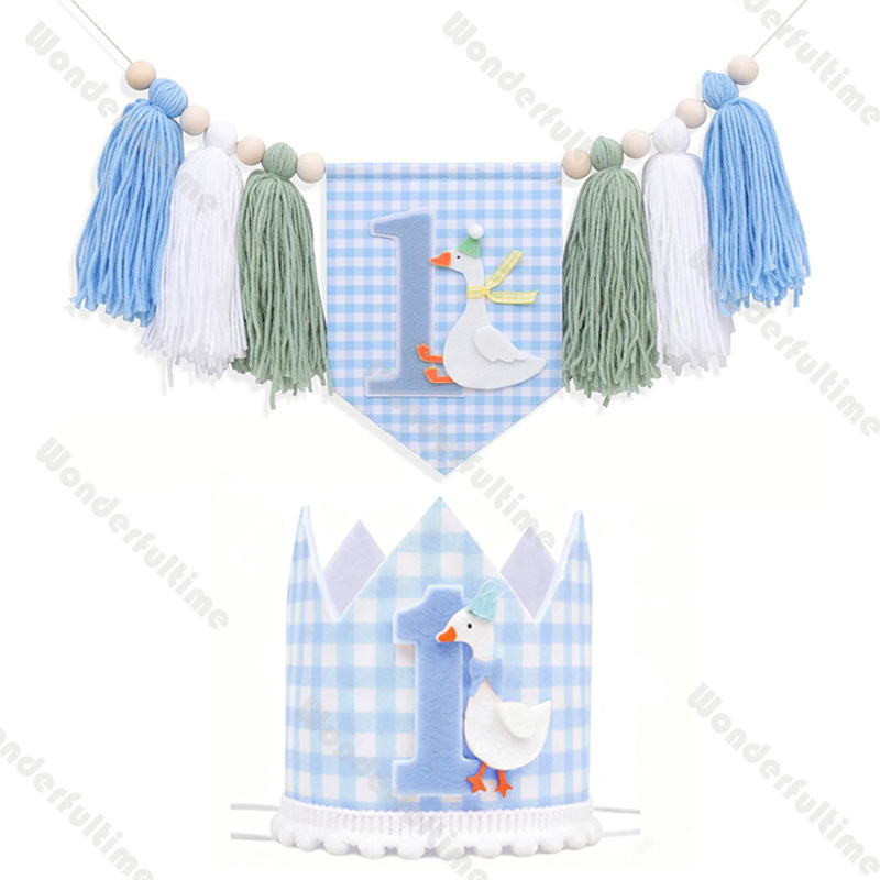Baby Food Chair - Een domme gans kinderstoel banner blauw