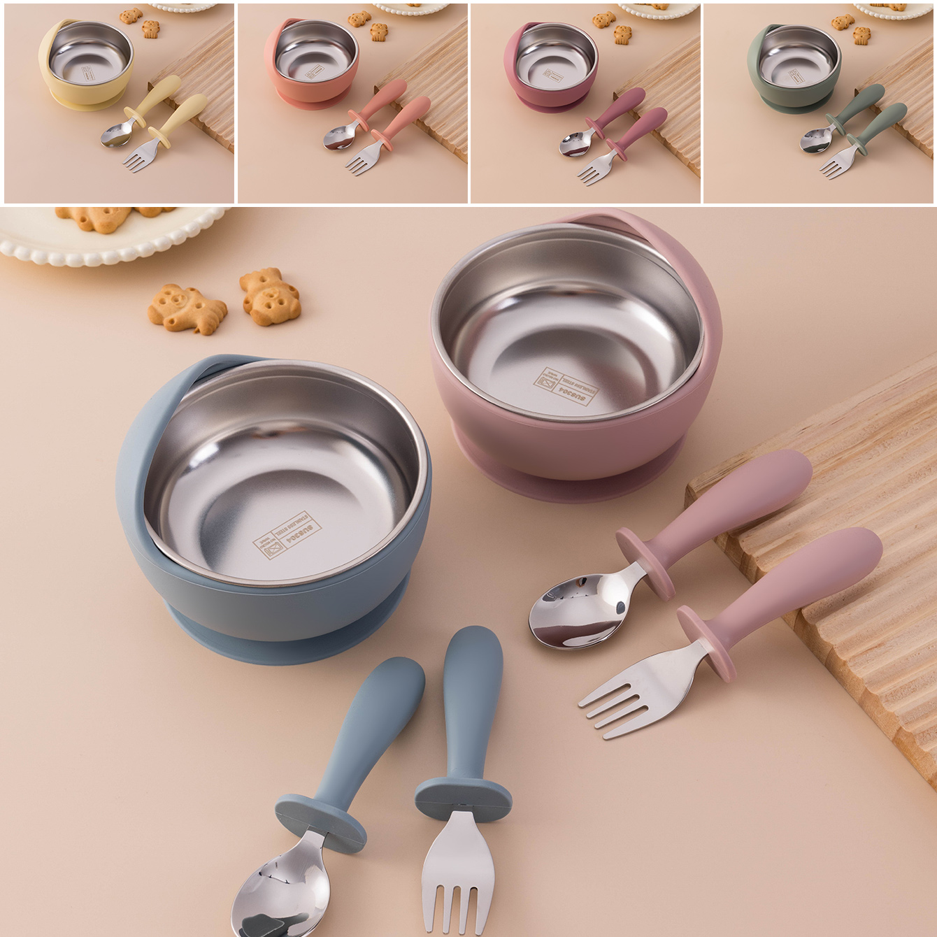 Baby Food Dispensing Spoon - Kleur Kids 3PCS Rvs Siliconen Voeden