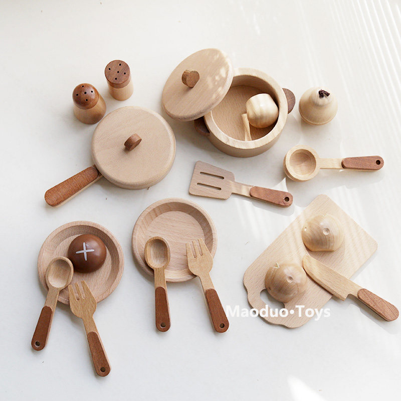Baby Food Stuff - Maoduo Toys Beukenhouten Kinderkeuken Speelset Kookgerei