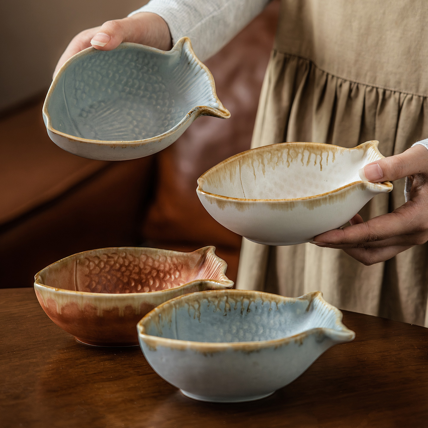 Baby Food In Restaurant - Creatieve visvorm keramische kom Retro servies