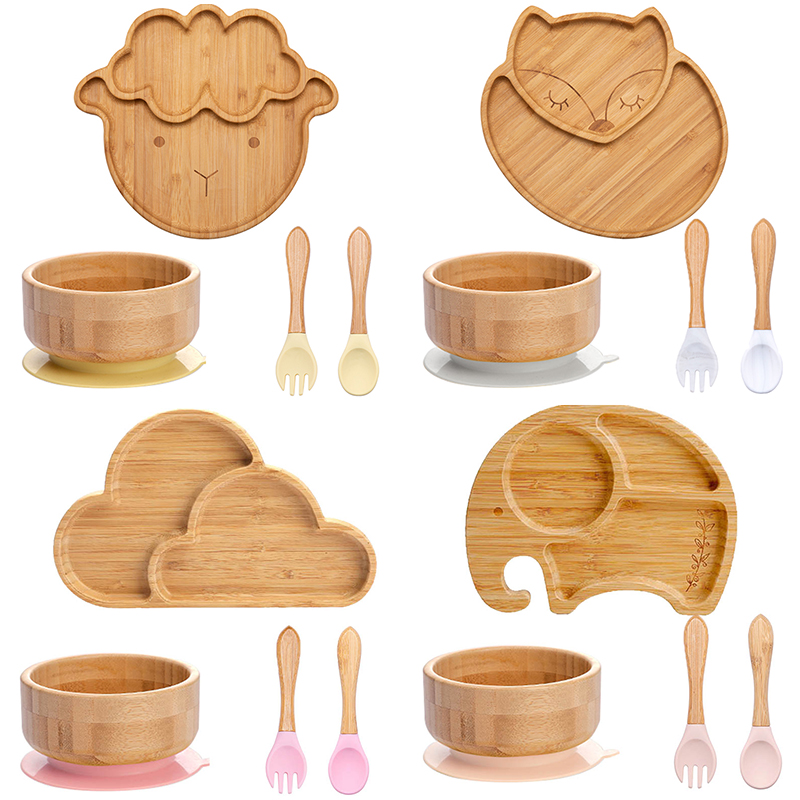 Baby Food Dispensing Spoon - 4Pcs Kinderen Servies Zuig Plaat Kom