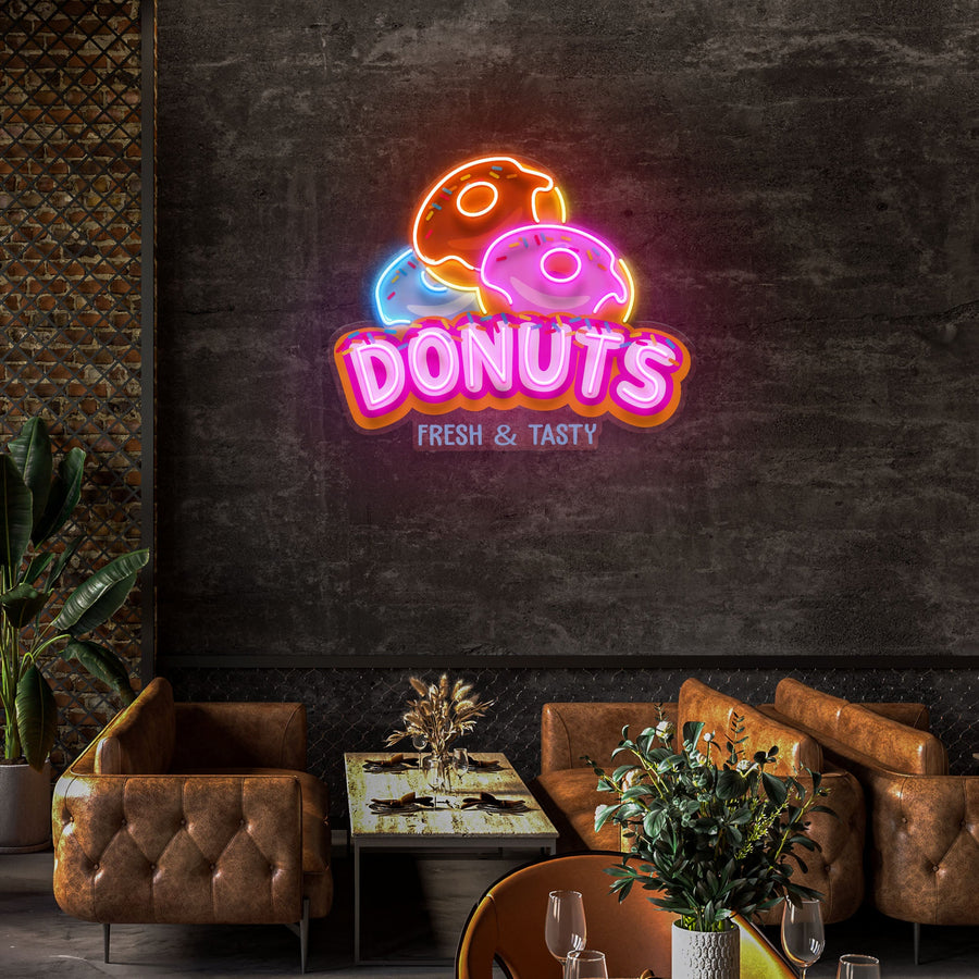 Baby Food In Restaurant - Custom Restaurant Met Donut Neon Bord